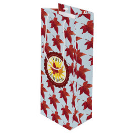 Glücklicher Erntedank-Himmel und Herbstlaub Geschenktüte Für Weinflaschen