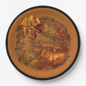 Glücklicher Erntedank-Kürbiswreath-Papier-Teller Pappteller (Vorderseite)