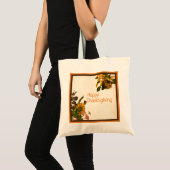 Glücklicher Erntedank-Orangen-u. Brown-Herbst mit Tragetasche (Vorderseite (Produkt))