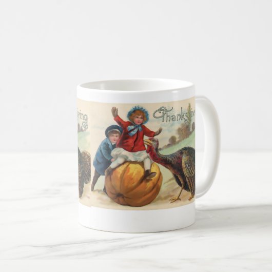 Glücklicher Erntedank-Tag! (Vintages Americana) Kaffeetasse (VorderseiteRechts)