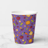 Glücklicher Erntedanken Gemüsebaum Lavendel Pappbecher (Rückseite)