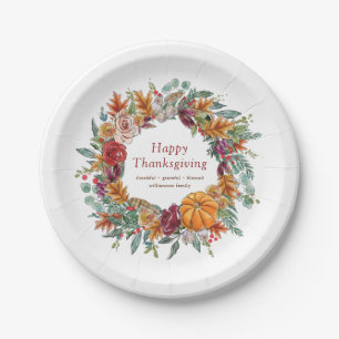 glücklicher Erntedankend Wasserfarbenfall Pumpkin Pappteller