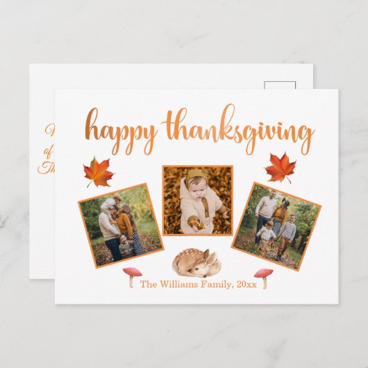 glücklicher Erntedankfest 3 Fotos Collage Chic Postkarte (Vorne/Hinten)