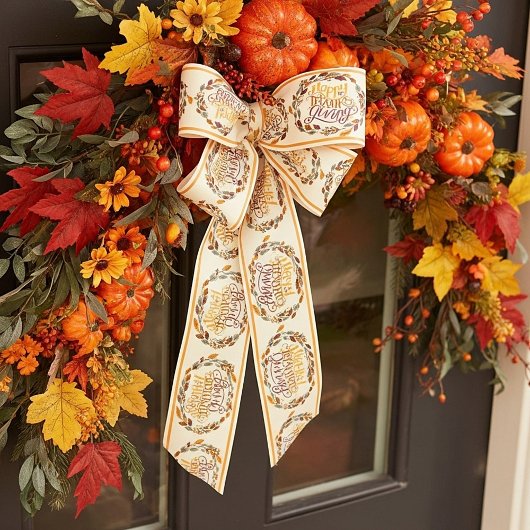 Glücklicher Erntedankkranz Satinband