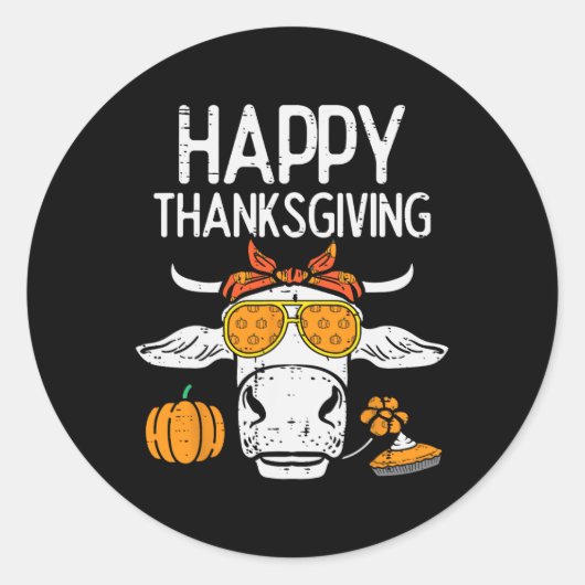Glücklicher Erntedankkühe Herbst Bauer Männer Frau Runder Aufkleber (Vorderseite)