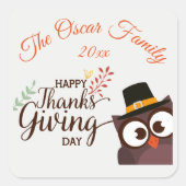 Glücklicher Erntedanktag niedliche Eule Aufkleber (Vorderseite)