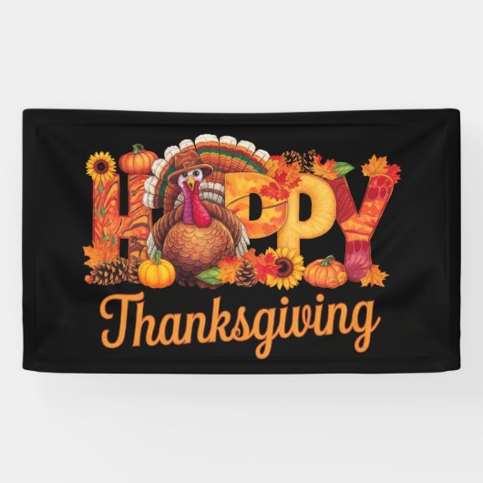 Glücklicher Erntedanktruthühner Fall Banner (Horizontal)