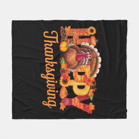 Glücklicher Erntedanktruthühner Fall Fleecedecke (Vorderseite (Horizontal))
