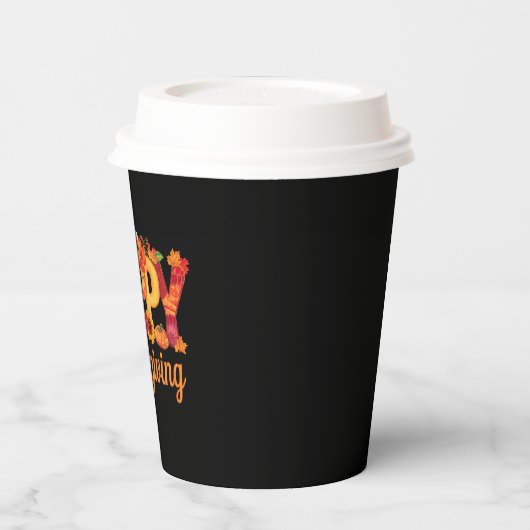 Glücklicher Erntedanktruthühner Fall Pappbecher (Links)