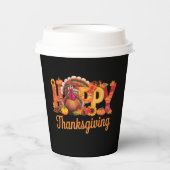 Glücklicher Erntedanktruthühner Fall Pappbecher (Vorderseite)