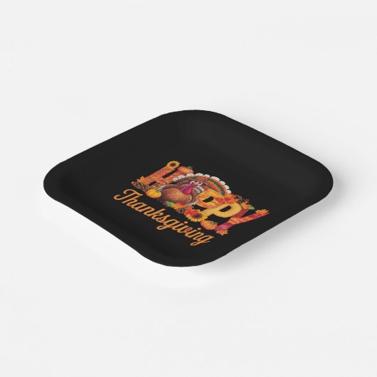 Glücklicher Erntedanktruthühner Fall Pappteller (Gewinkelt)