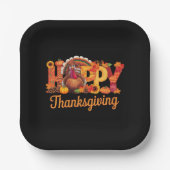 Glücklicher Erntedanktruthühner Fall Pappteller (Vorderseite)