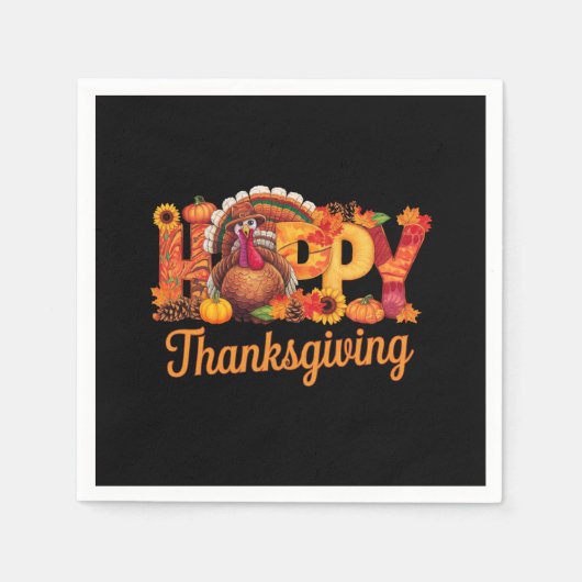 Glücklicher Erntedanktruthühner Fall Serviette (Vorderseite)