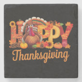 Glücklicher Erntedanktruthühner Fall Steinuntersetzer (Vorderseite)