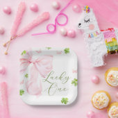 Glücklicher Erster Geburtstag mit Rosa Schleife Pappteller (Party)