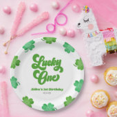 Glücklicher Erster Grüner Shamrock-Klee 1. Geburts Pappteller (Party)