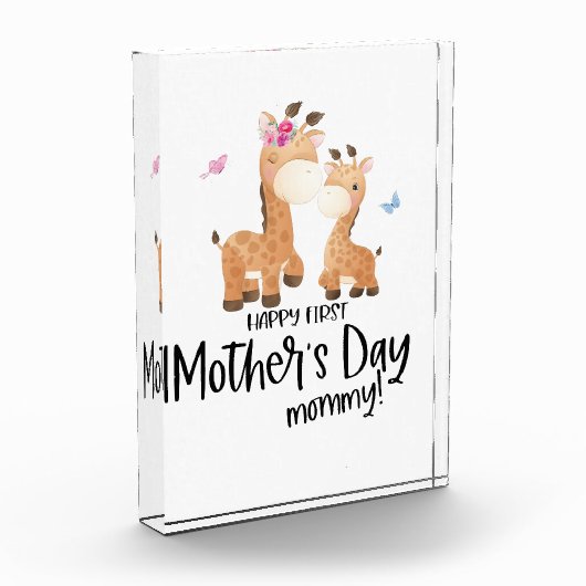 Glücklicher Erster Muttertag 🦒 Giraffe + Schmette Fotoblock (Links)