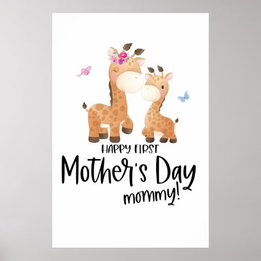 Glücklicher Erster Muttertag 🦒 Giraffe + Schmette Poster (Vorne)