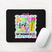 Glücklicher erster Schultag Bleistift Lehrer Kinde Mousepad (Mit Mouse)