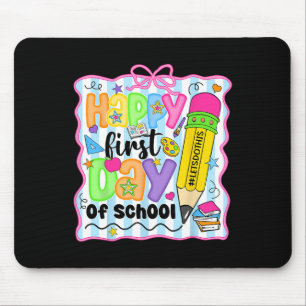 Glücklicher erster Schultag Bleistift Lehrer Kinde Mousepad