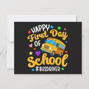 Glücklicher erster Schultag Busfahrer Back to Scho Save The Date