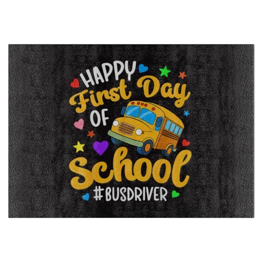 Glücklicher erster Schultag Busfahrer Back to Scho Schneidebrett (Vorderseite)