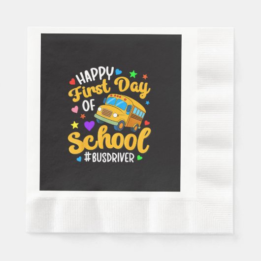 Glücklicher erster Schultag Busfahrer Back to Scho Serviette (Vorderseite)