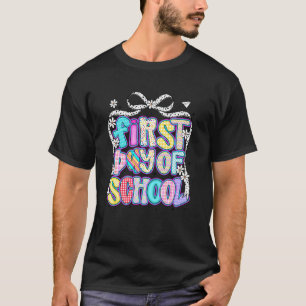 Glücklicher erster Schultag Coquette-Schleife Lehr T-Shirt