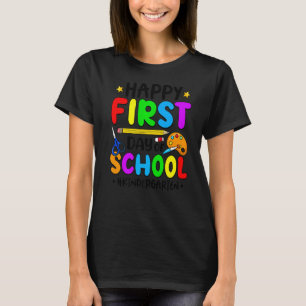 Glücklicher erster Schultag Kindergarten-Team Lehr T-Shirt