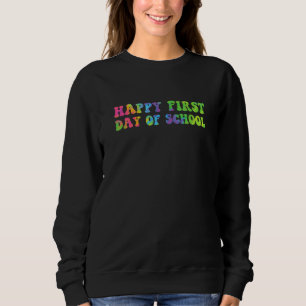 Glücklicher erster Schultag Lehrer Schüler Krawatt Sweatshirt