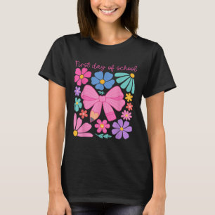 Glücklicher erster Schultag Mädchen Coquette Bogen T-Shirt