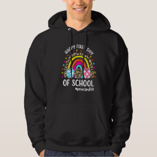 Glücklicher erster Schultag Regenbogen Apfel Schul Hoodie