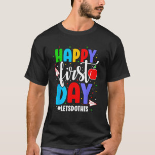 Glücklicher erster Schultag Schüler Lehrer  Zurück T-Shirt