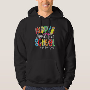 Glücklicher erster Schultag Schulleiter Zurück zur Hoodie