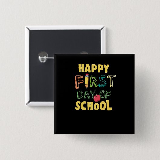 Glücklicher erster Tag der Schule Button (Vorne & Hinten)
