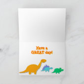 Glücklicher erster Tag der Schule Cartoon Dinosaur Karte (Innenseite)