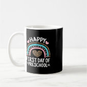Glücklicher erster Tag der Vorschulleopard-Rainbow Kaffeetasse (Links)