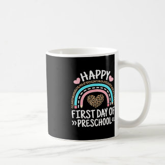 Glücklicher erster Tag der Vorschulleopard-Rainbow Kaffeetasse