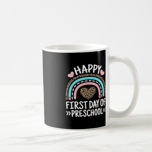 Glücklicher erster Tag der Vorschulleopard-Rainbow Kaffeetasse (Rechts)
