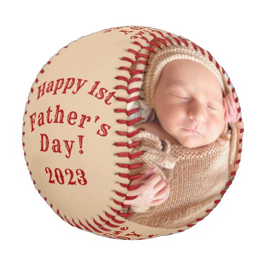 Glücklicher Erster Tag des Vaters Personalisierten Baseball (Schrägansicht)