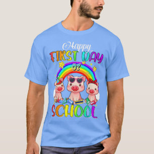 Glücklicher erster Tag Niedliche Schweine Rainbow T-Shirt
