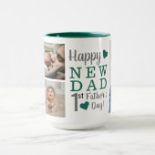 Glücklicher erster Vater's Day New Dad 5 Foto Grün Tasse (Zentrum)