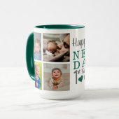 Glücklicher erster Vater's Day New Dad 5 Foto Grün Tasse (Vorderseite Links)