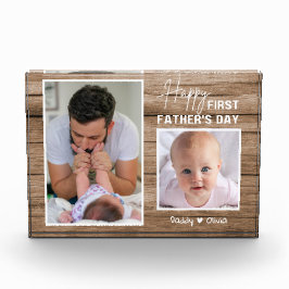 Glücklicher erster Vater's Day New Dad Wood 2 Foto