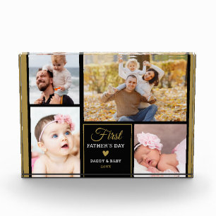 Glücklicher Erster Vatertag 4 Foto Schwarz und Go
