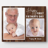 Glücklicher erster Vatertag als Mohnholz 2 Foto Fotoplatte (Vorderseite)