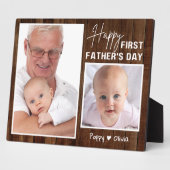 Glücklicher erster Vatertag als Mohnholz 2 Foto Fotoplatte (Seite)