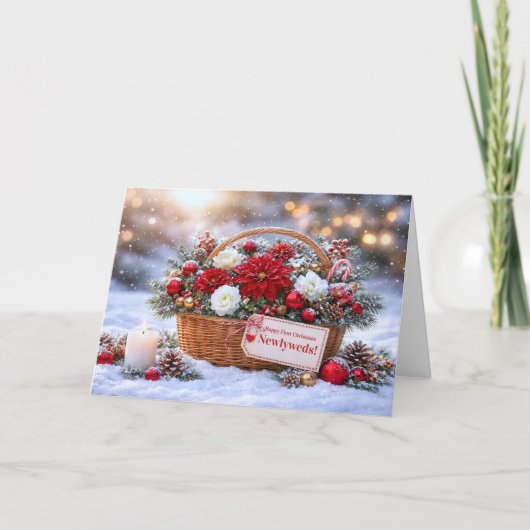 Glücklicher erster Weihnachtskorb mit schönen Blum Karte (Vorderseite)