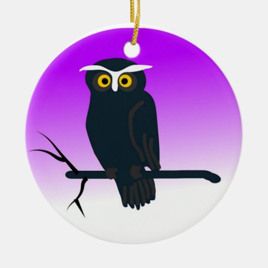 Glücklicher Eulen-Schmuck Keramik Ornament (Vorne)