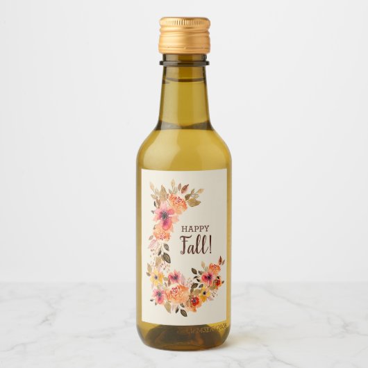 Glücklicher Fall! Autumn Floral Swag Mini Weinetikett (Vorderseite)